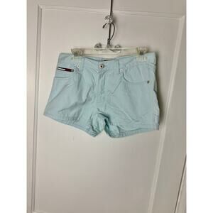 Vintage Tommy Hilfiger Shorts Women's 11 Light Blue Y2K 90s Low Rise Short Mini